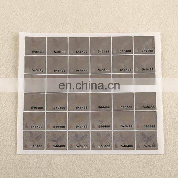 manufature custom waterproof laser anti-fake self adhesive sticker for convenient number paper label