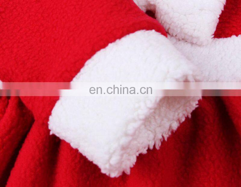 Newest Baby Girl Child Charming Christmas Skirt Gift Bowknot Ruffle Round Collar Long Sleeve Dress + 1 * Santa Claus Hat