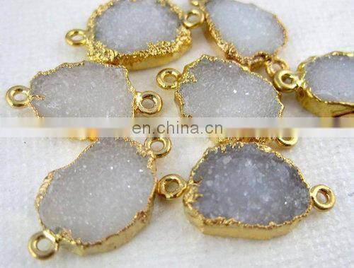 Sterling Silver Bezel Connector, Dyed Ruby Bezel With Gold Plated of SAC4041BC