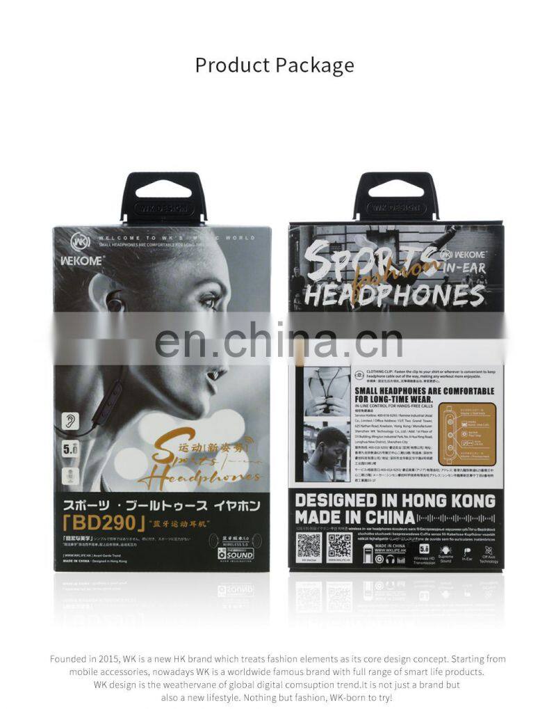 Efficient Time Lasting 20meter Transmission Long Distance White Non-drop Sports Bluetooth Headset V5.0