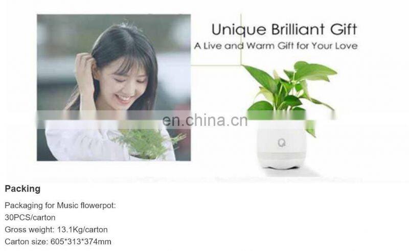 LED smart 7 colors changed night light musical blutooth plastic flower pot for home decoration or gifts