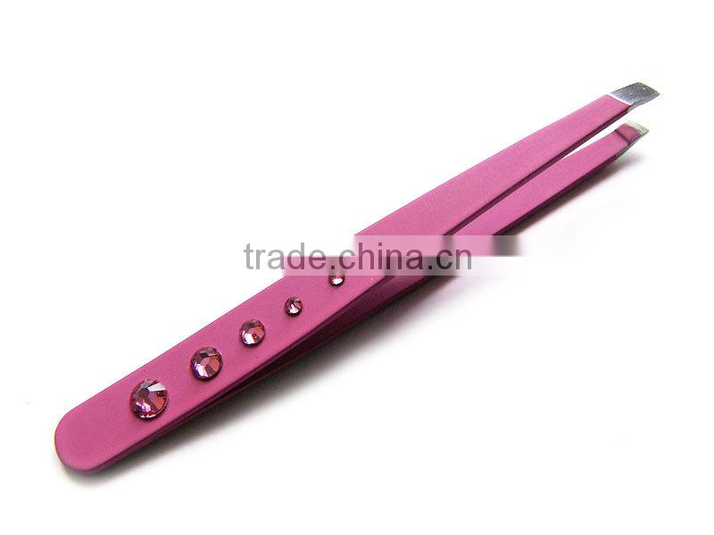Eyebrow Tweezer - Powder Coated Crystal Decorated