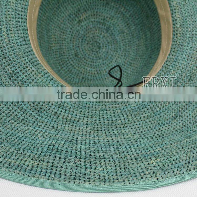 New Design Custom Adjust Raffia Straw Crochet Hat Wholesale