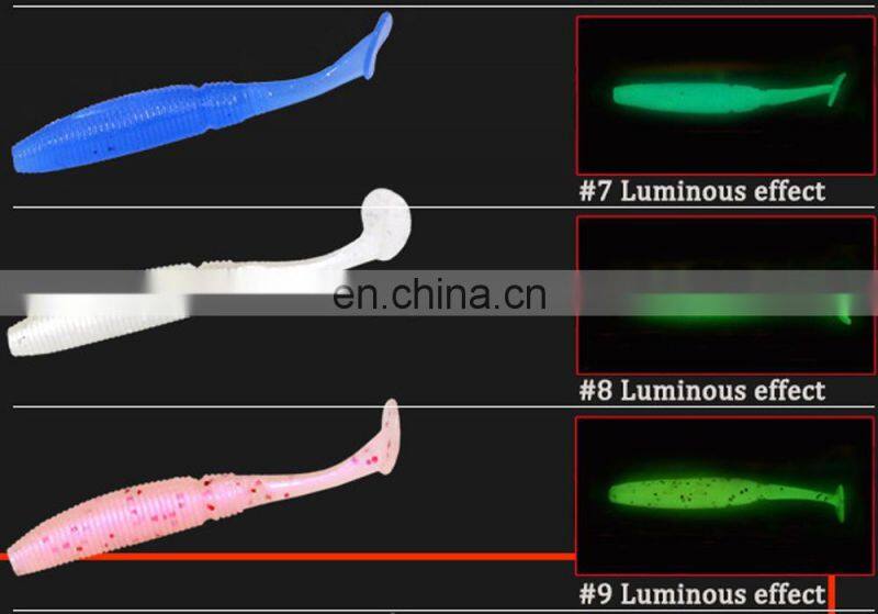 7.5cm 3g 6 pcs Per Bag Luminous T-Tail Grub Worm Fish Bait Fishing Soft Lure
