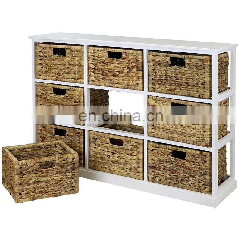 3x3 Storage Unit - 9 Drawer with Seagrass Baskets