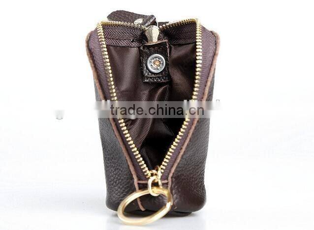 Handmade retro cowide leather key holder for men unisex key case leather coin purse