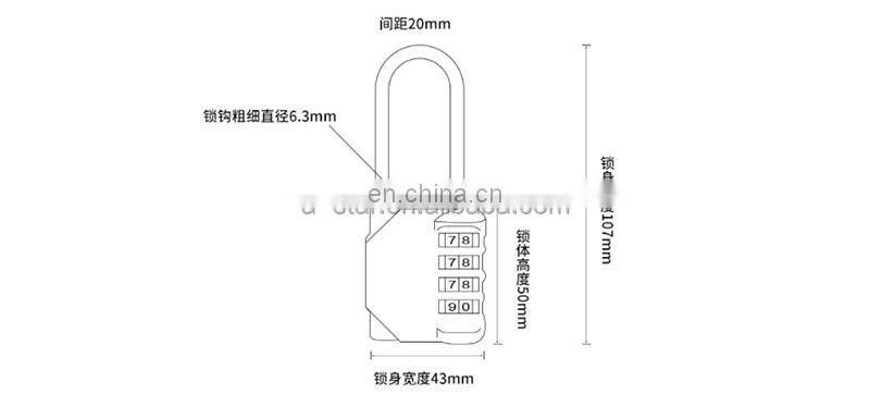 Amazon hot seller 4 digit Zinc Alloy long shackle password combination locks luggages door safety pad lock
