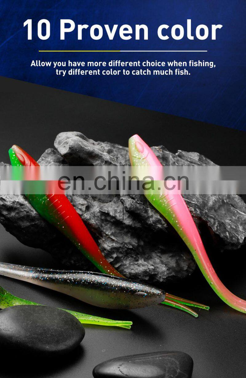 JOHNCOO 3pcs Floating TPE Soft Bait Custom Fishing Lure 180mm V-shape Split Tail Swimbait Worm Freshwater Fishing