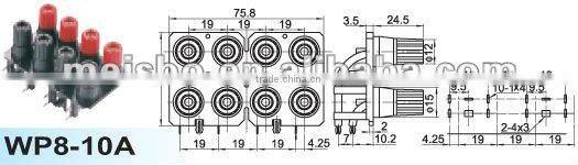 Universal four pole wire end terminals