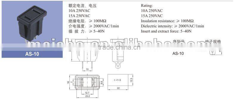Two 4.8mm pin miniature UL electrical outlet box size