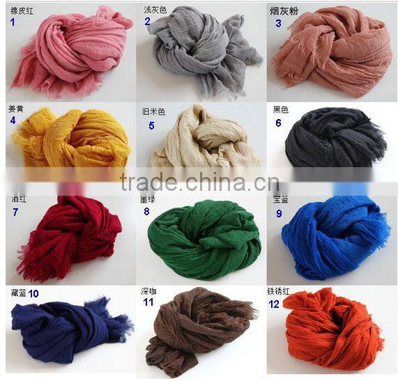 2014 Fashion New Cotton & Linen Good Quality Large Long Solid Color Scarf