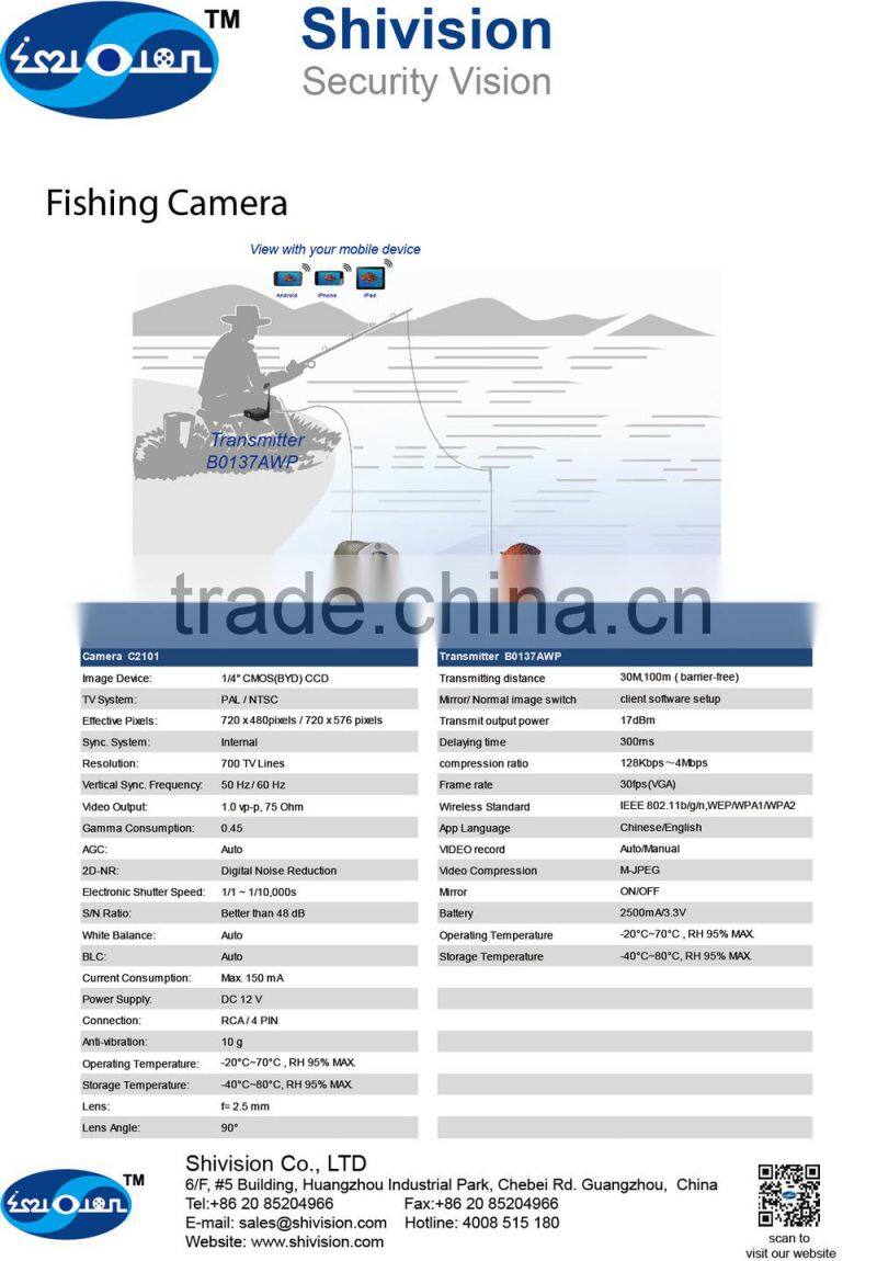 CCD Sensor and Weatherproof Special Features Underwater Fishing Video Camera