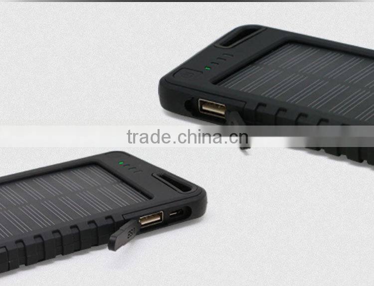 outdoor 5000mah waterproof polymer solar mobile power bank