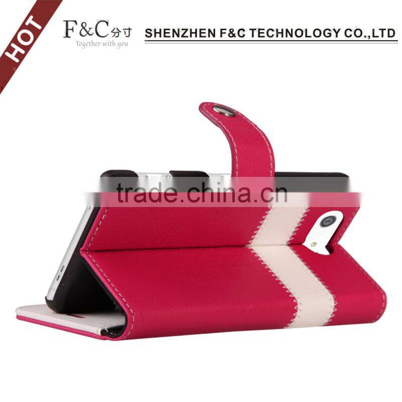 2015 idea 5.2 inch color constrast leather cell phone case for Sony Xperia Z4 Compact wallet case with stand