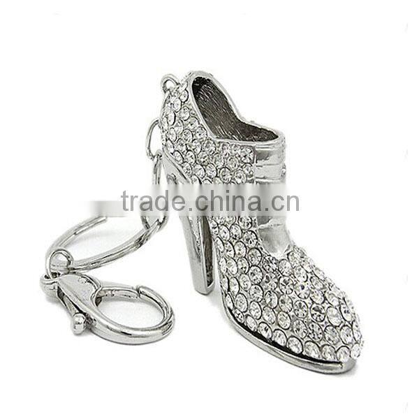 Cross leopard keyring fashion rhinestone fleur de lis keychain