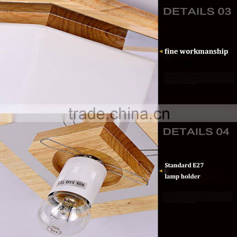 Rubber Wood Frosted Glass Bedroom Aisle Ceiling Light