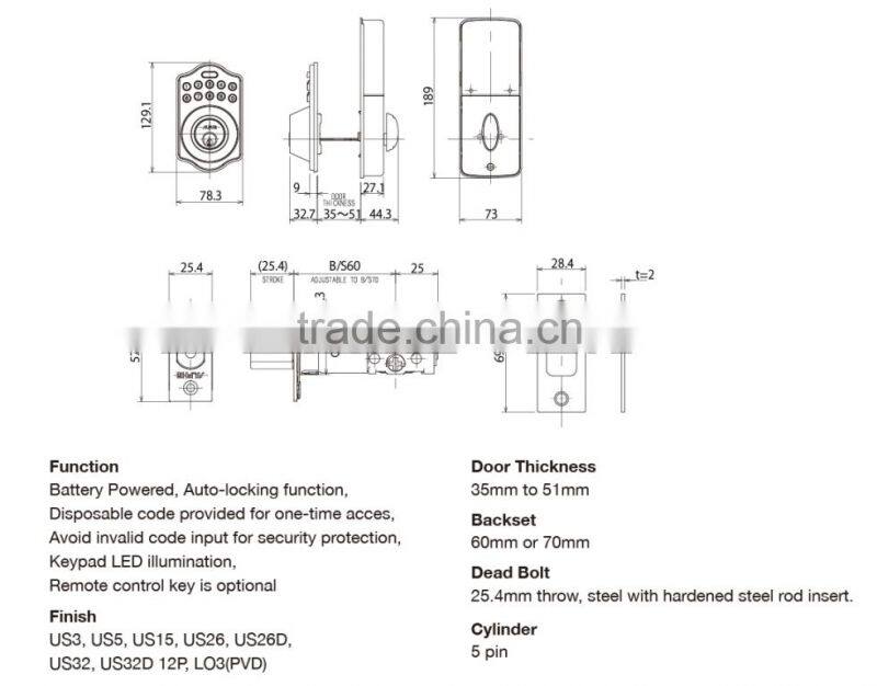 Japanese high quality and security Electronic keypad lever by ALPHA Corporation.