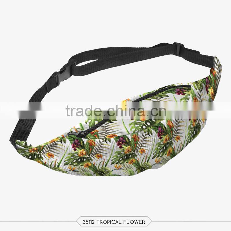 Factory wholesaler fashion fancy printed tropical sport waist bag for women summer