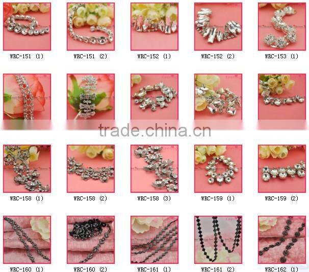 Wholesale pearl fashion trimming wedding Crystal Rhinestone Chain WRC-093
