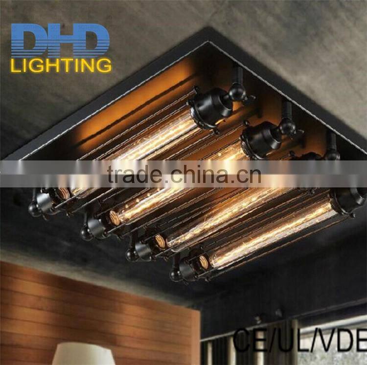 4-arm long iron cage ceiling light edison industrial vintage chandelier