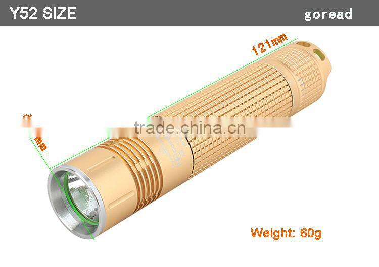 GOREAD Y52 focusable zoom U2 Aluminum golden color LED flashlight