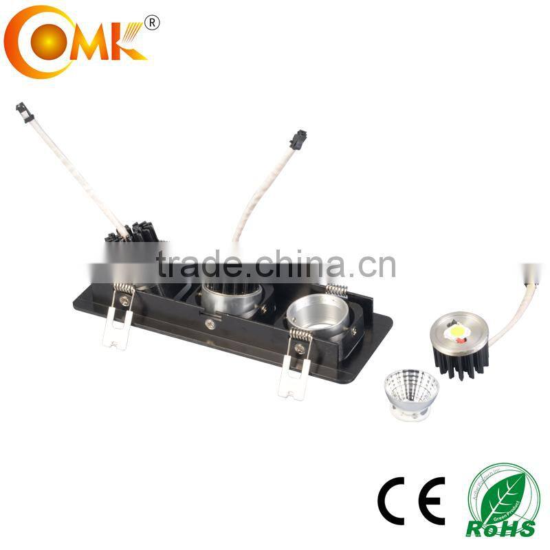 Adjustable 3*5W COB led grill light brushed black rectangular led decorative grille panel