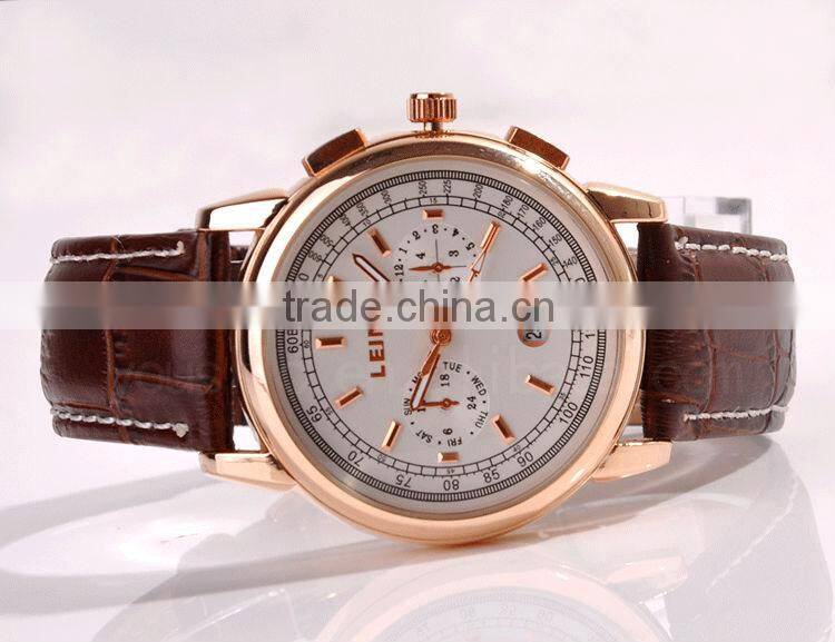 Newest Luxury Automatic Leather Strap Men Wrist Watch Gift
