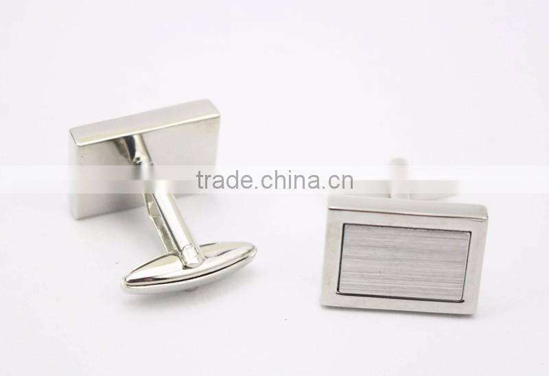 Two Tone Blank Rectangle Silver Cufflinks For Mens