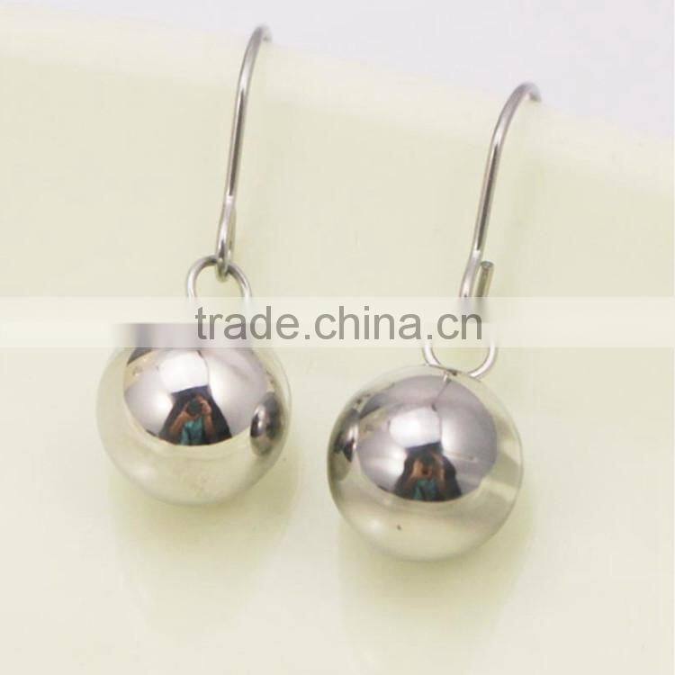 Two Tone Simple Long Stainless Steel Flower Drop Earring