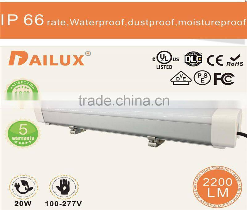 20w IP66 led tri-proof light with 5years warranty