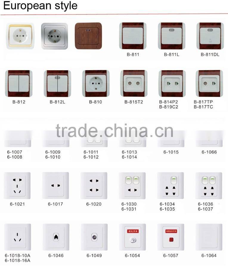 European style 250V 10A 2G 1G switch illuminated European electrical switch