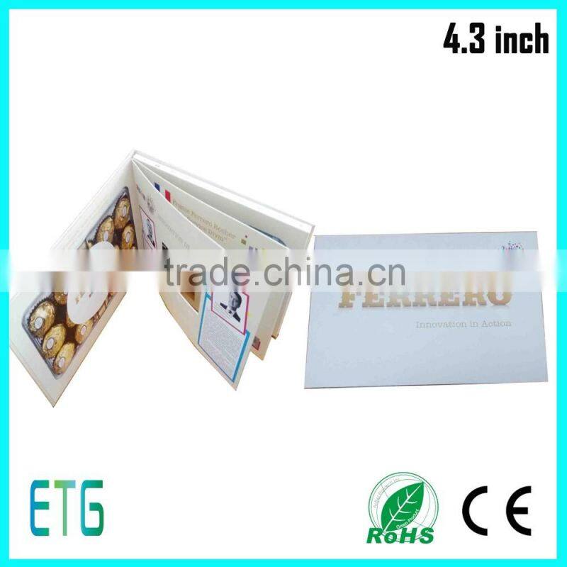 digital brochure with video greeting card lcd 4.3 inch with lcd video brochure card