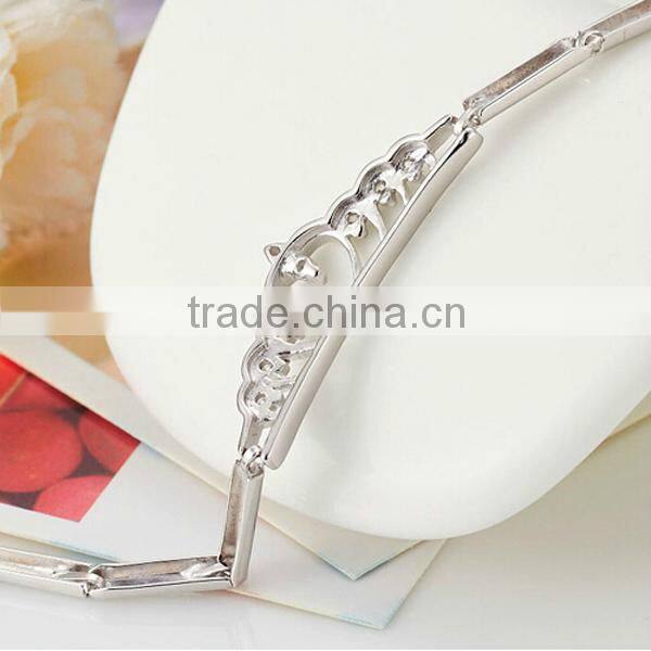 Unique Sterling Silver Bracelet crown Colorful Womens Bracelet 7.5Inch