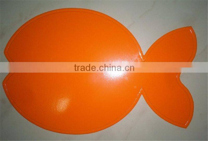 Non-slip Fish style eco-friendly PVC foaming cat bowl placemat waterproof backing