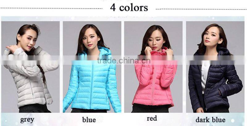 2015 sexy women slim hooded thin down coats