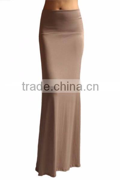 Women solid color rayon long maxi skirt for women