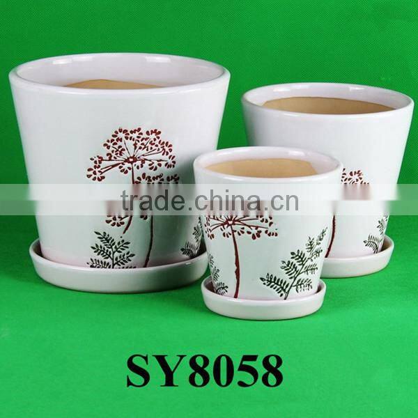 Glazed pots for indoor ceramic sky blue flower pots