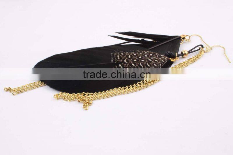 wholesale long feather earring, newest design long feather earrings for girl