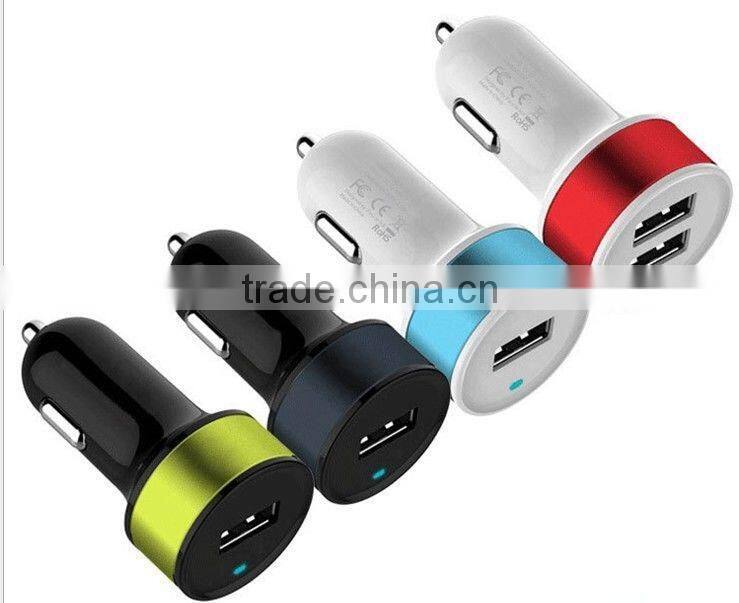 Car Charger With On Fff Switch 5V 2.1A Dual USB Car Charger With LED Chian Supplier