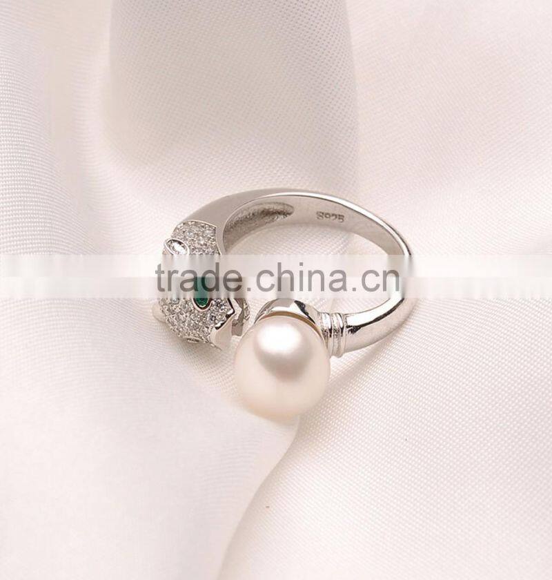 Leopard design S925 silver pearl jewelry Rings for export
