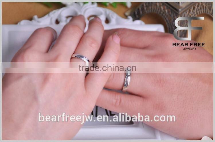 Fashion 925 Sterling Silver " Love You" Couples Promise Ring Mens Womens Engagement Wedding Bands