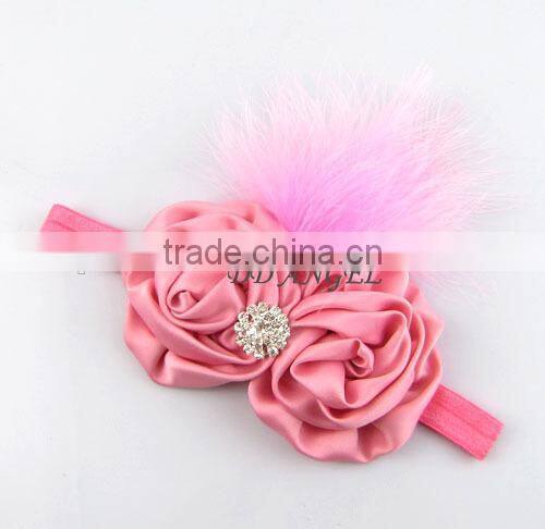 Wholesale 2015 new baby fashion accessory cute girls hair rose flower headband with diamond