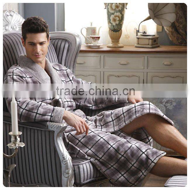 Men's super soft thermal coral fleece bathrobe