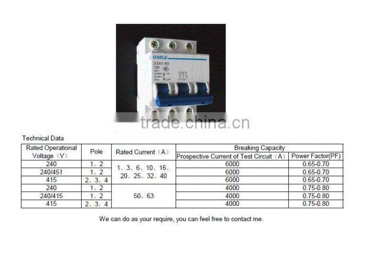 1P 32A,GQELE Series Mini Circuit Breaker (MCB)/C45