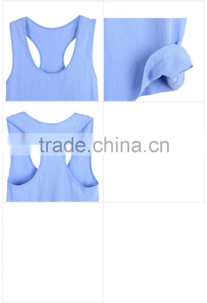 newest fashion pure color polyester seamless tank top for workout