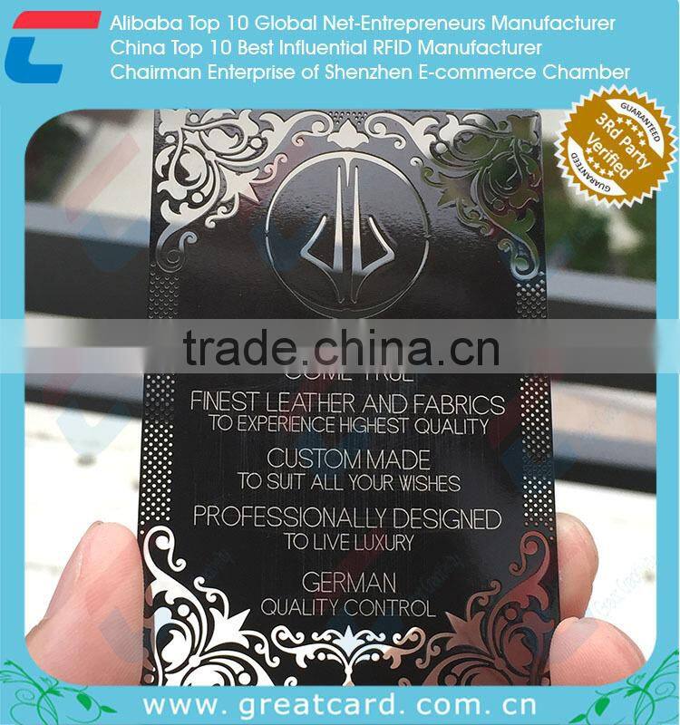 High End Black Anodized Stainless Steel Metal Member Card