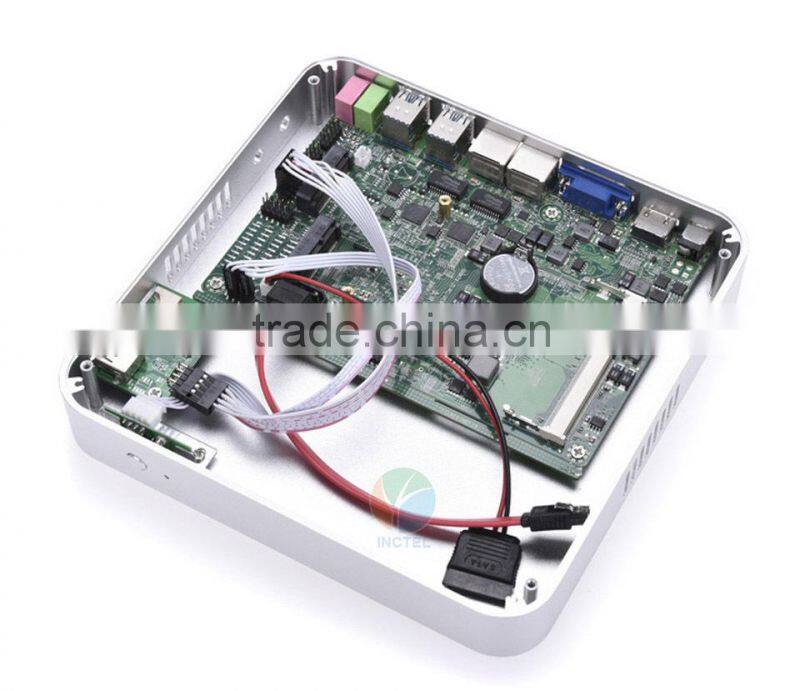 Intel Celeron dual core C1037U 1.8GHz new style laptop pc dual lan mini pc 4G RAM 64G SSD 500G HDD