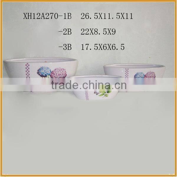 Hot sale round ceramic newest style decoration curved flower pot