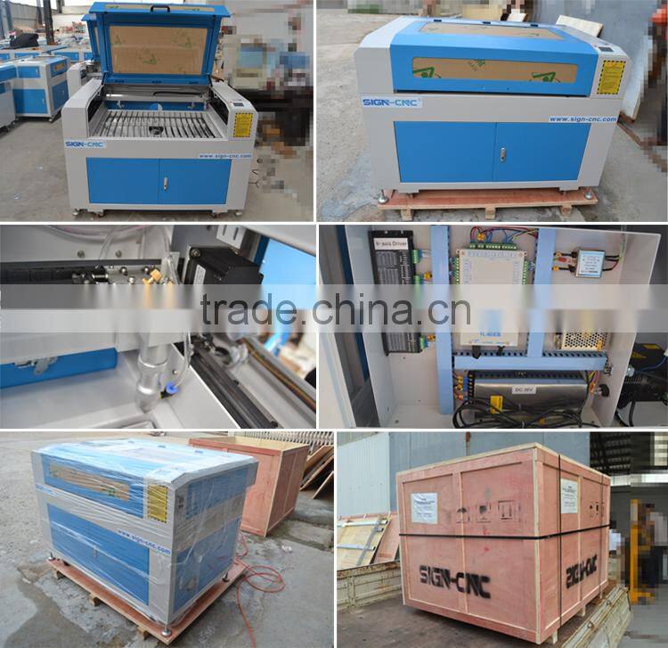 SIGN 9060 Cheap CO2 laser engraving and cutting machine with rotary attachment and up-down table