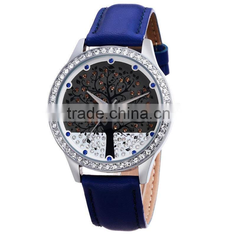 skone 9195 crystal decorated tree dial watches